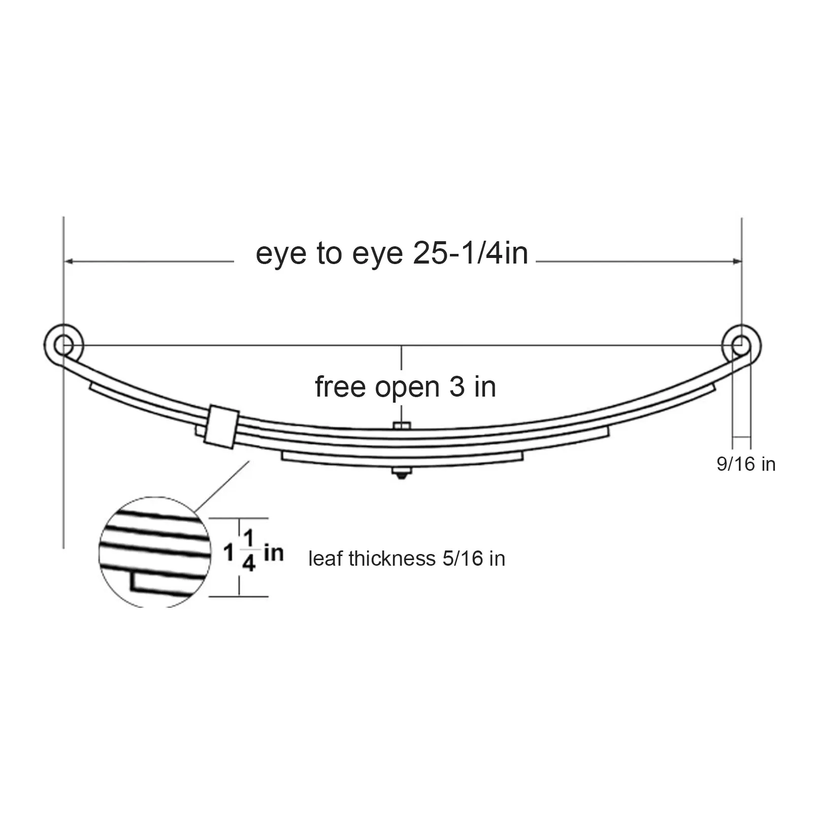 Kit de suspensión para remolque 3500 lb, eje único, ballesta 4 hojas - imagen 4