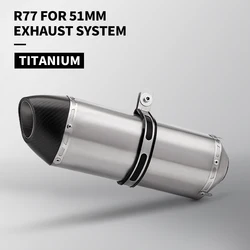 Silenciador de escape R77 de titanio 51 mm universal para moto