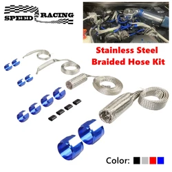 Kit mangueras trenzadas acero inoxidable universal para motor – aceite, combustible, vacío