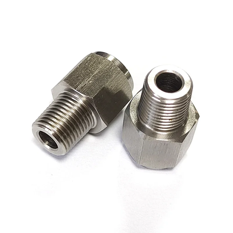 Adaptador manómetro aceite NPT macho a M10x1.0 hembra – Acero inoxidable - imagen 3