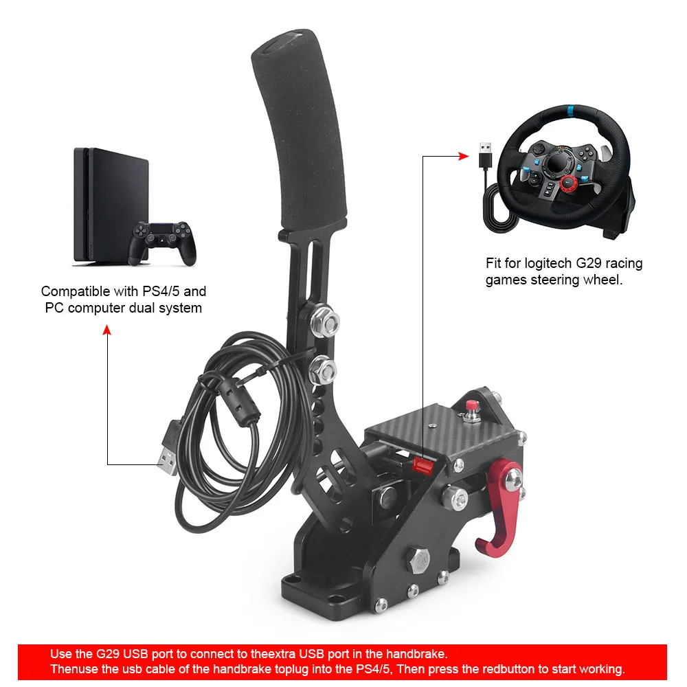 Freno de mano USB simracing universal Logitech G29 PS4 PS5 PC - imagen 3