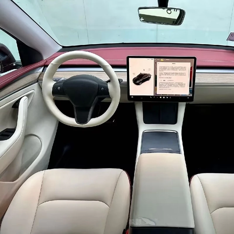 Funda de volante blanca cosida a mano para Tesla Model 3/X/Y/S - imagen 4