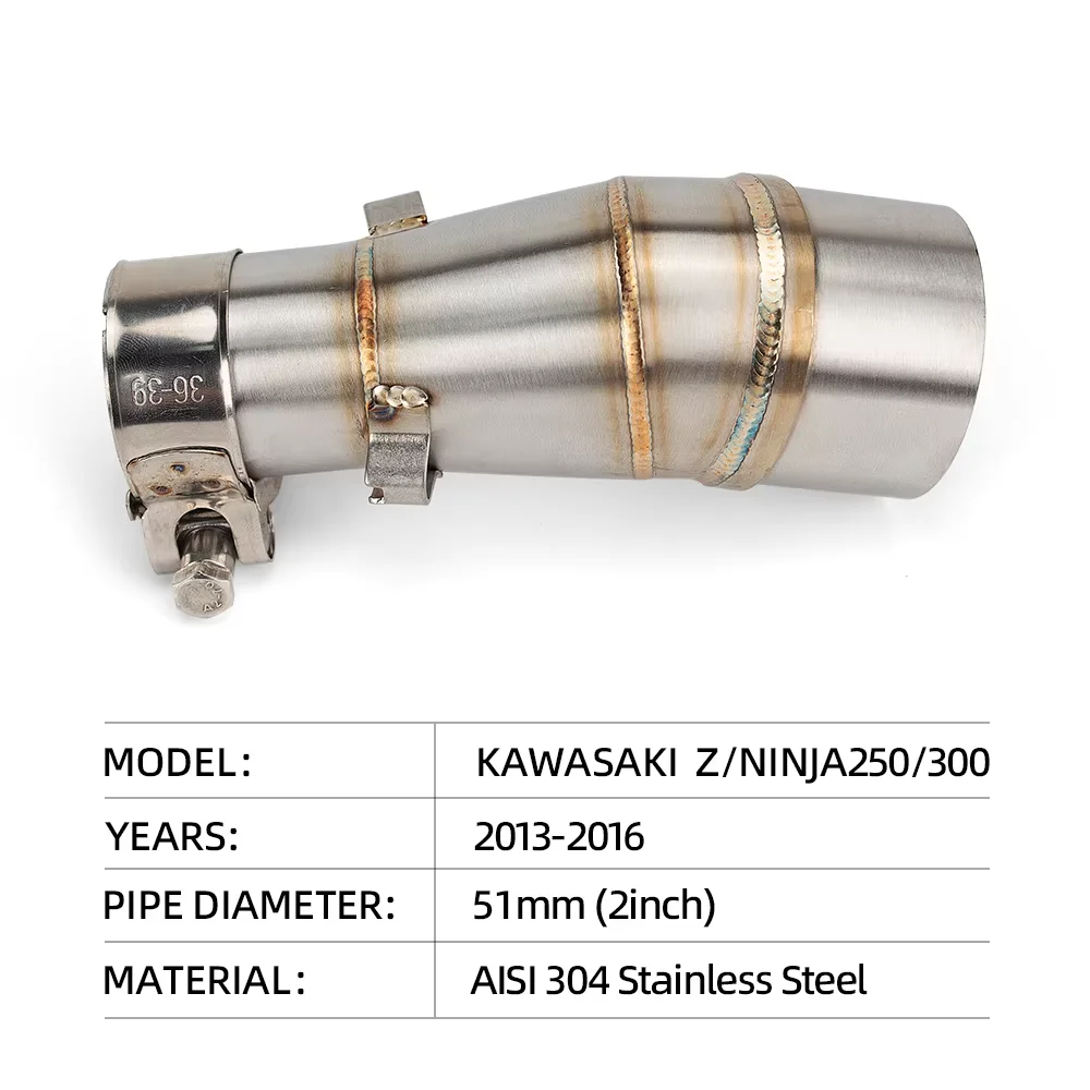 Adaptador tubo intermedio de escape Kawasaki Z300/Z250 Ninja 250/300 - imagen 2