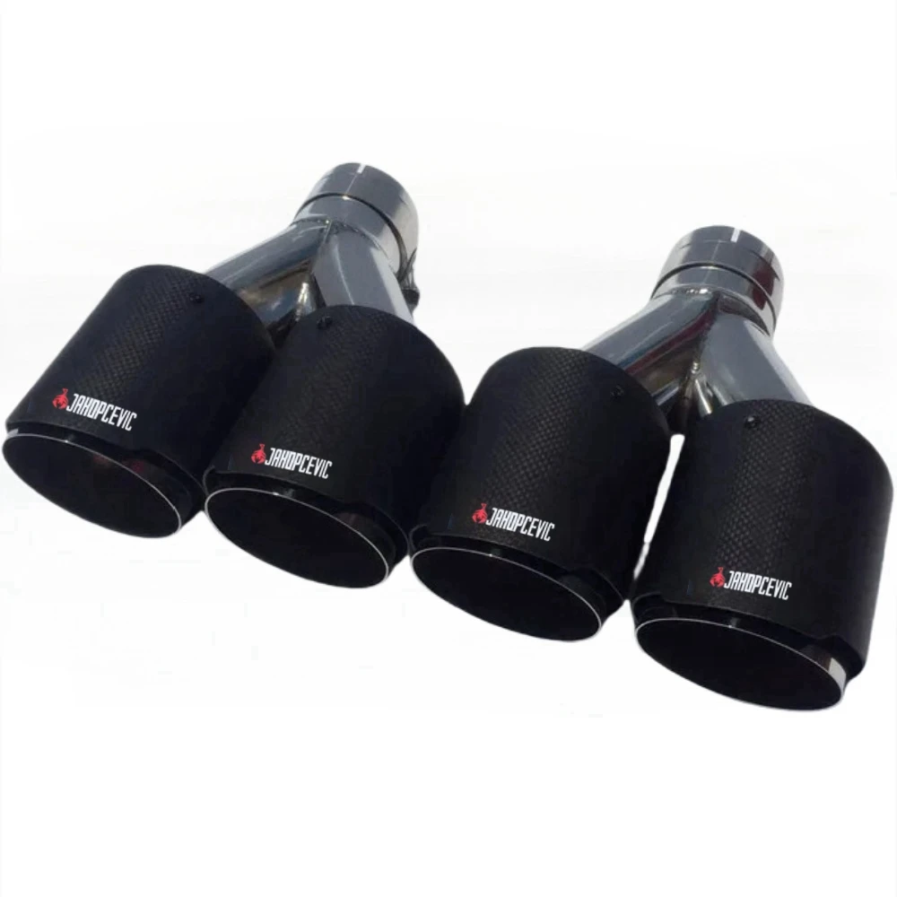 Puntas de escape dobles en Y de fibra de carbono mate universales - imagen 3