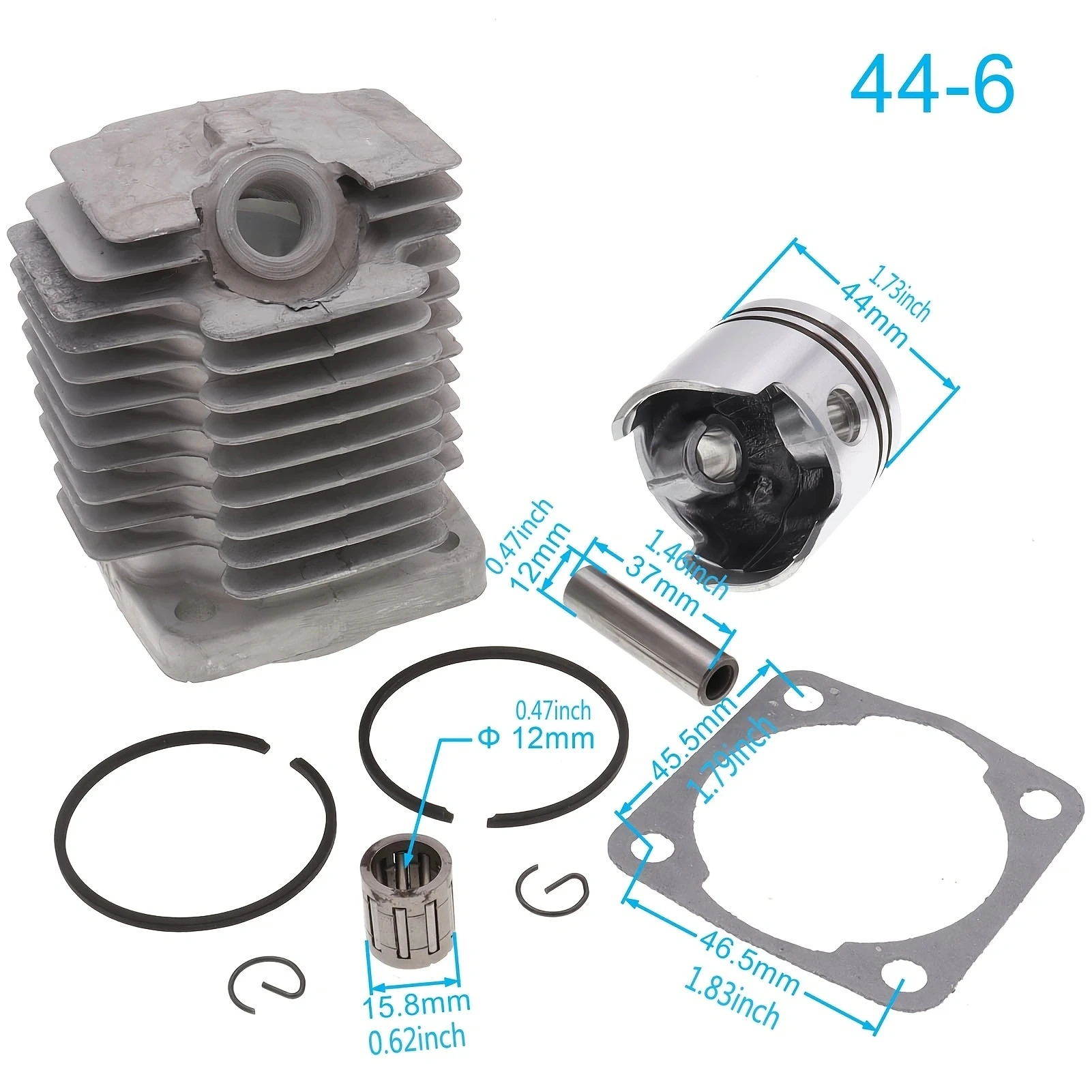 Junta cilindro 44mm motor 2T pasador 10mm para minimoto 50cc - imagen 2