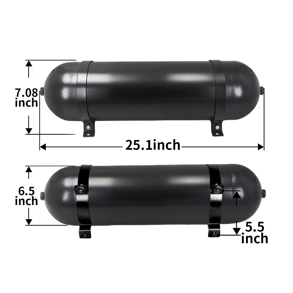 Tanque de aire aluminio sin costuras suspensión neumática tuning negro - imagen 3