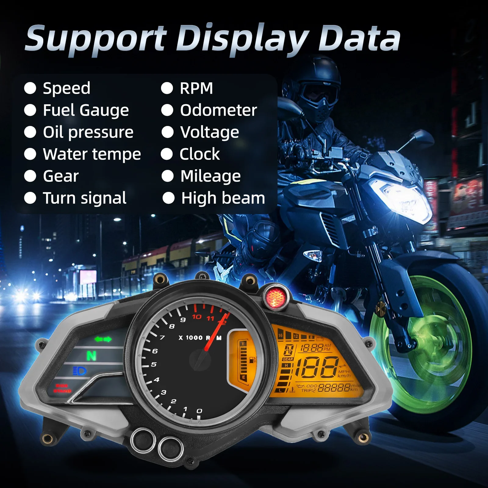 Cuadro de instrumentos digital 12000 rpm para Bajaj 200NS - imagen 2