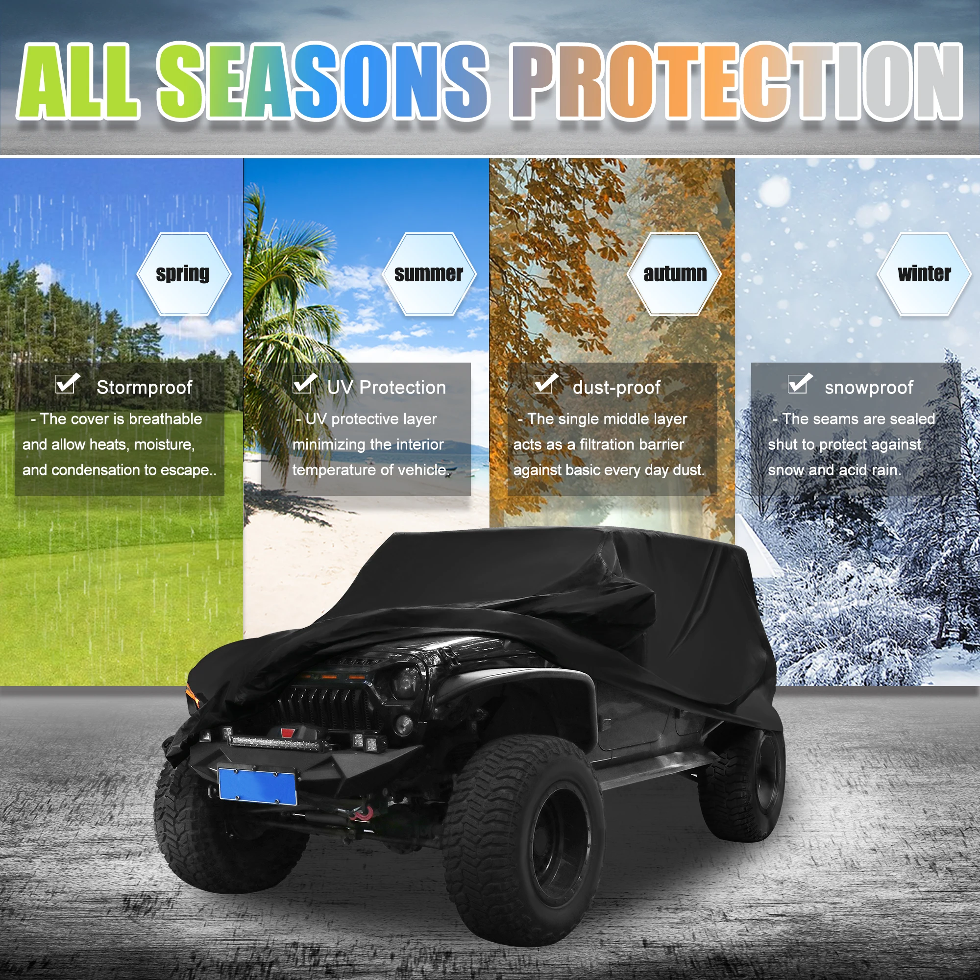 Autohaux funda impermeable para Jeep Wrangler JK/JL 2007-2021 - imagen 3