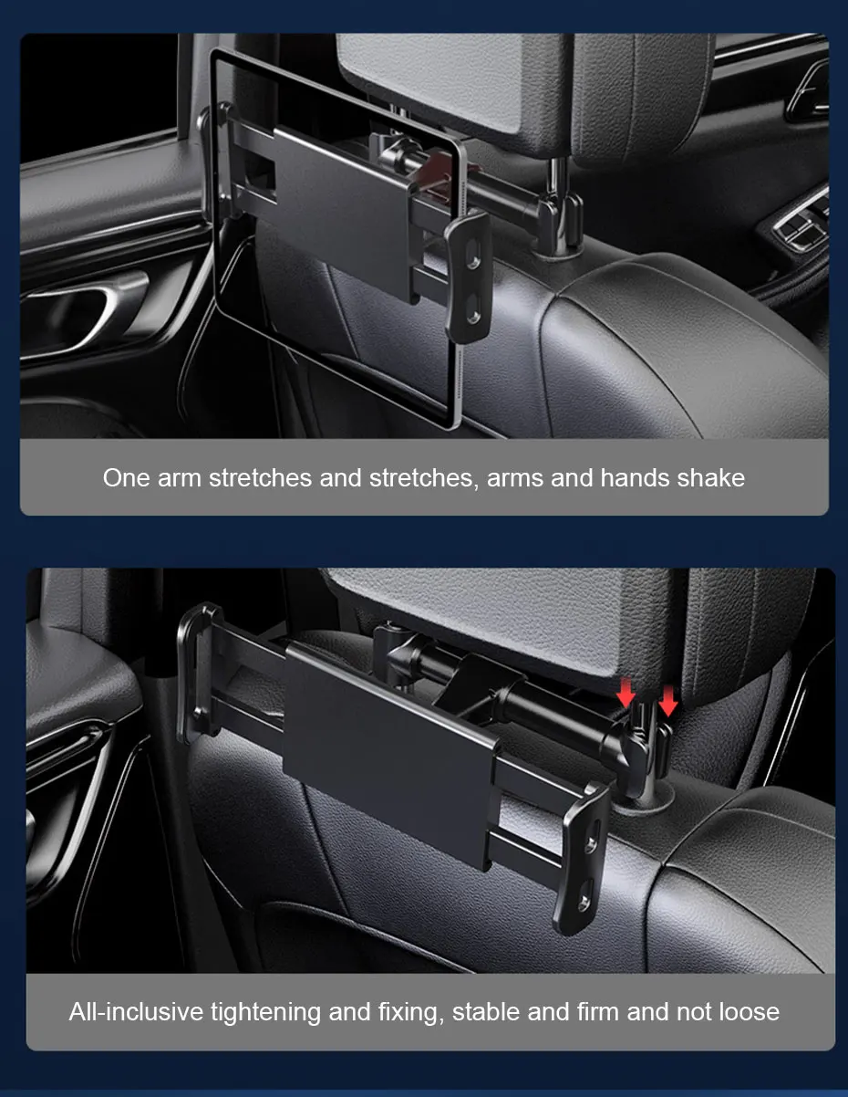 Soporte de tableta para pasajeros traseros en el interior de un automóvil