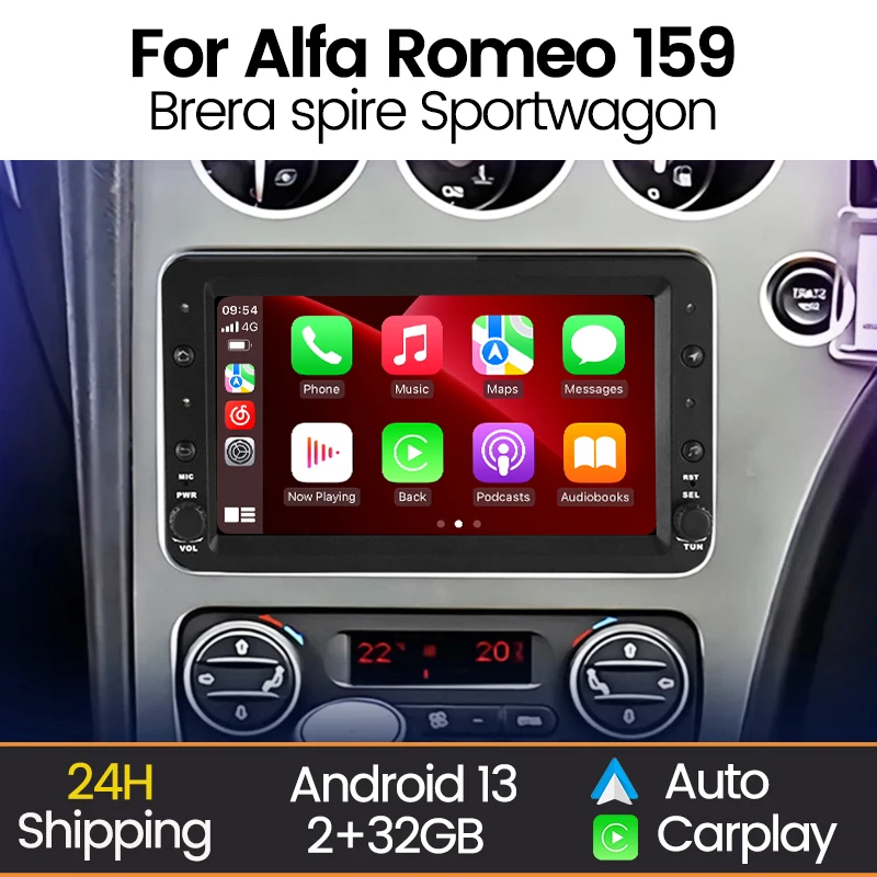 Radio MEKEDE inalámbrica con CarPlay y Android Auto – Alfa Romeo 159