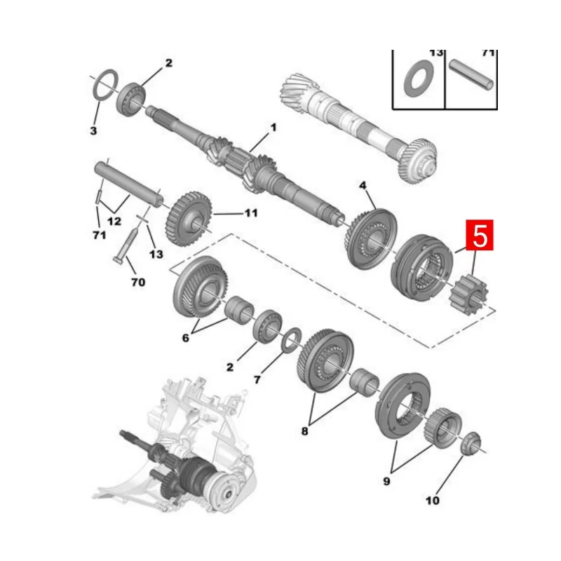 235360 Synchronizador de transmisión mecánica Original para Peugeot 307 308 408 40 207 508 3008 Citroen C3 C4 C5 DS5LS DS4 - imagen 2