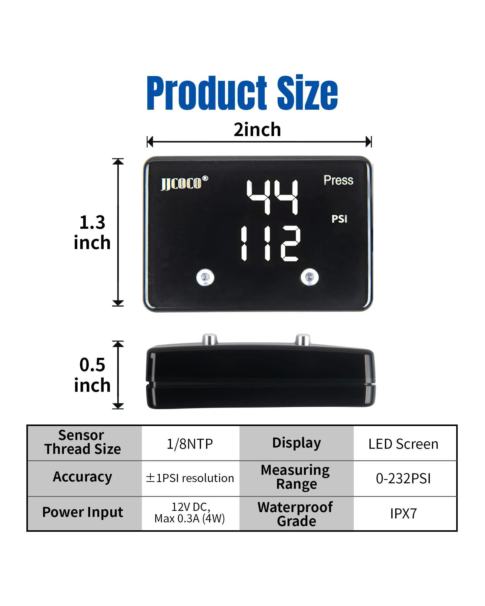 Medidor presión aceite digital dual 12V sensor NPT 1/8 JJCOCO - imagen 3