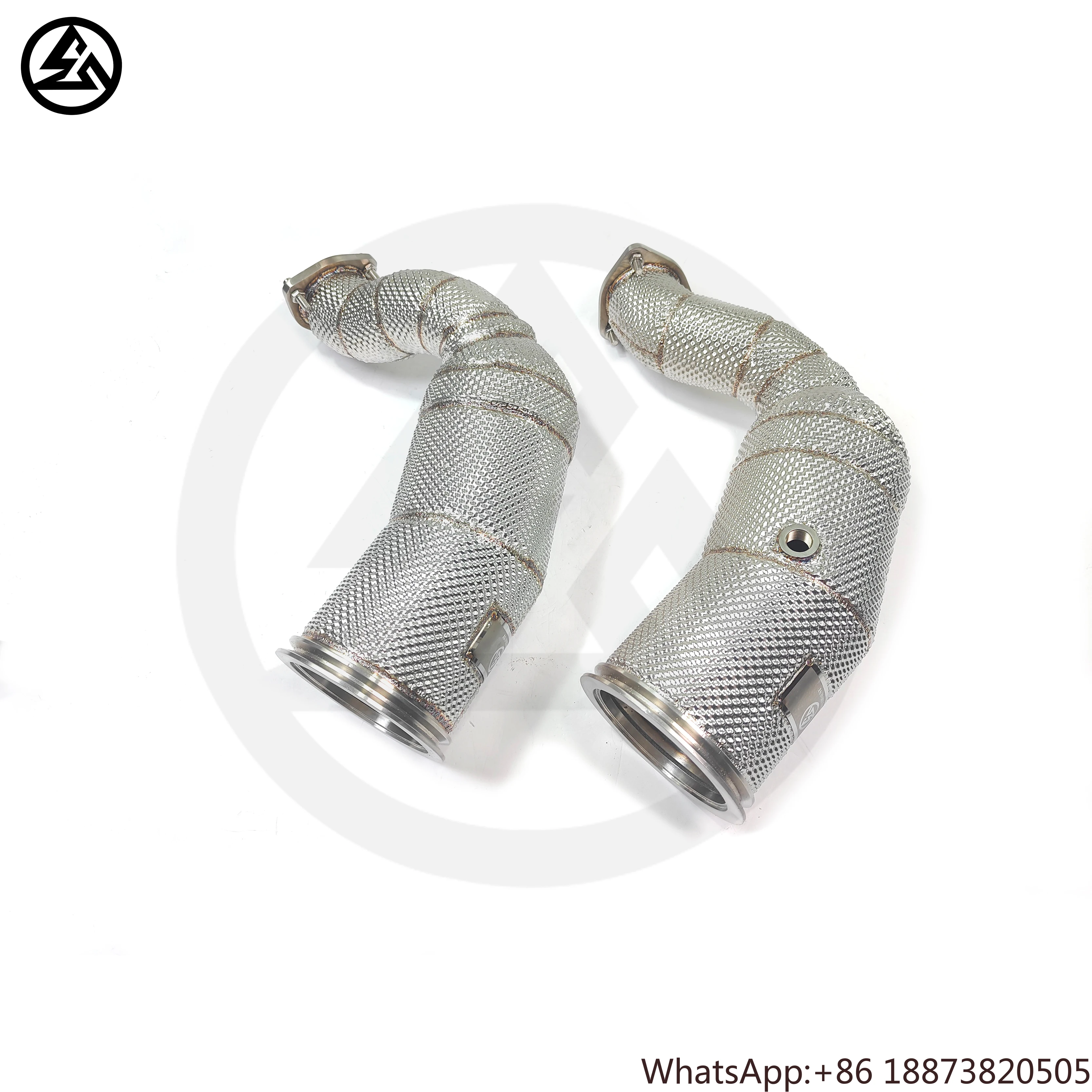 Escape bajante SS304 para Porsche Cayenne Turbo 4.0T con catalizador y protector térmico - imagen 3