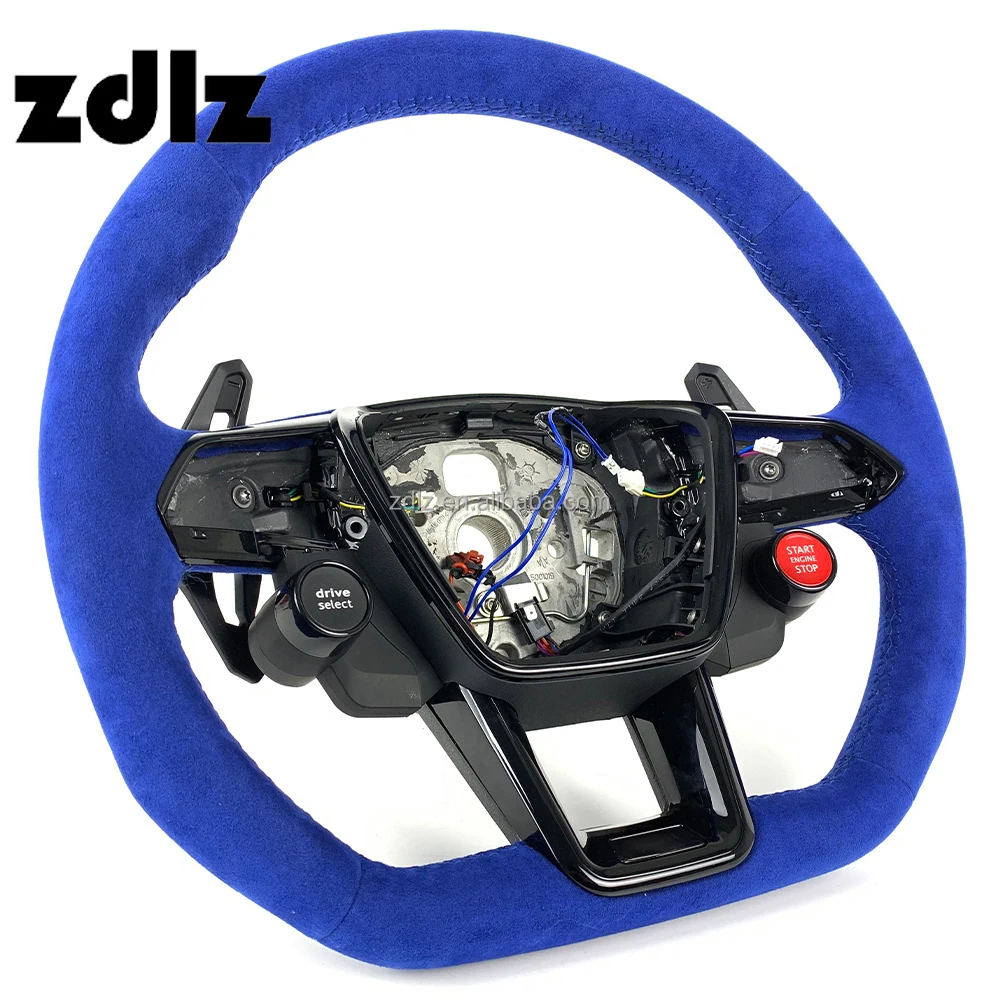 Volante de gamuza azul con carbono para Audi RS A6/A7 2018-2022 - imagen 2
