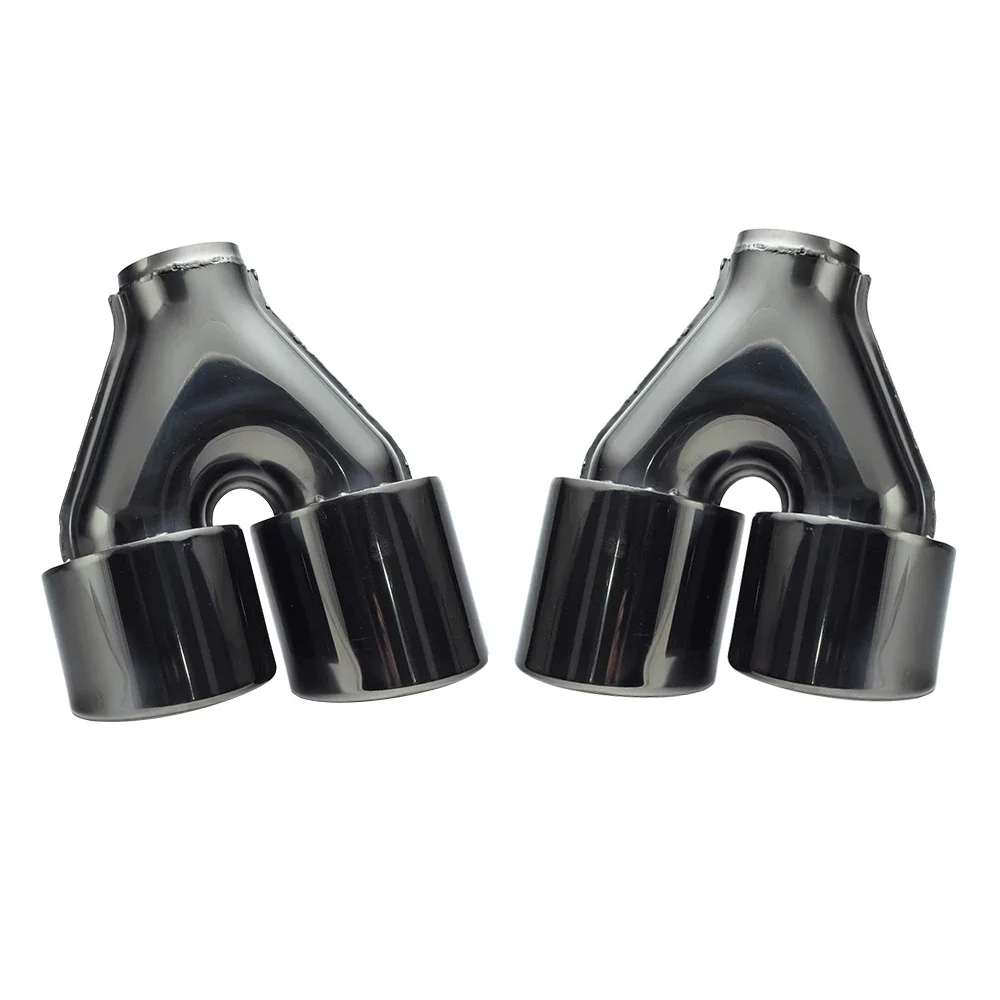 Punta de escape doble 63 mm entrada, 102 mm salida en acero inoxidable