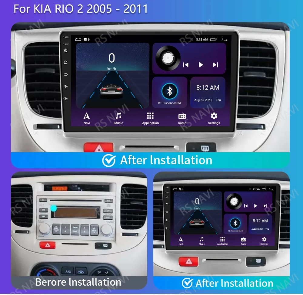 Pantalla multimedia Android 15 para Kia RIO 2