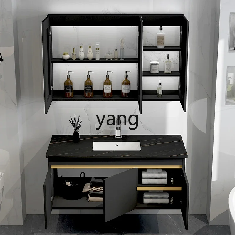 Mueble de baño moderno con lavabo de madera maciza y losa de piedra - imagen 3
