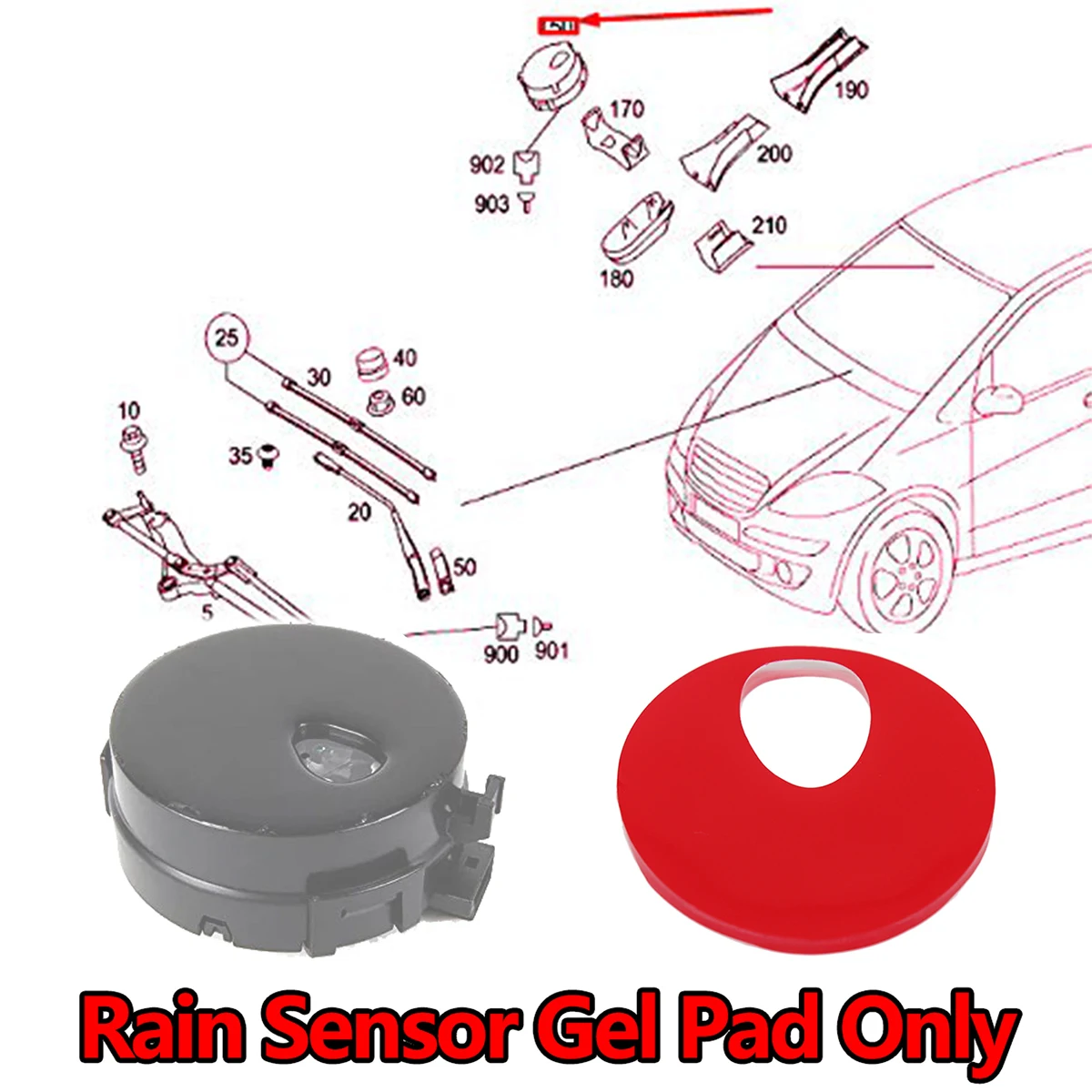 Almohadilla de gel transparente para sensor de lluvia y luz