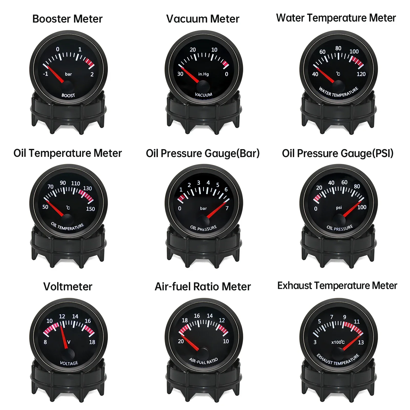 Indicador para coche 52 mm y 12 V: presión, temperatura o voltaje