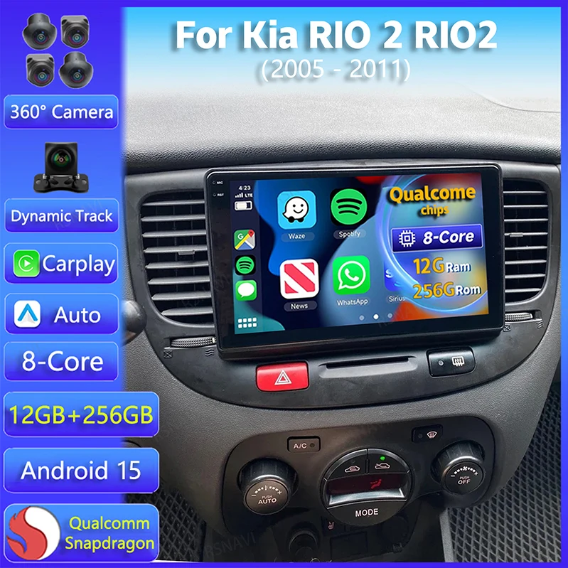 Android 15 para Kia RIO 2 RIO2 2005 - 2011 reproductor de Radio de coche de navegación Multimedia WIFi + 4G DSP unidad principal pantalla táctil Carplay Auto