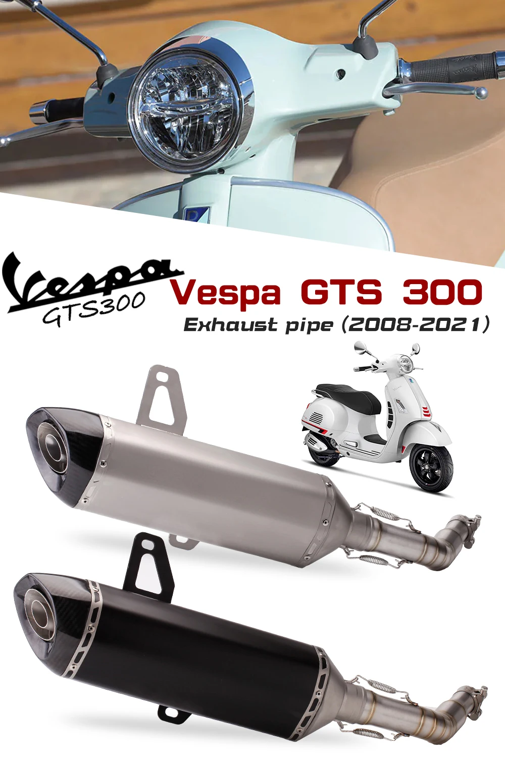Sistema de escape completo para Vespa GTS300