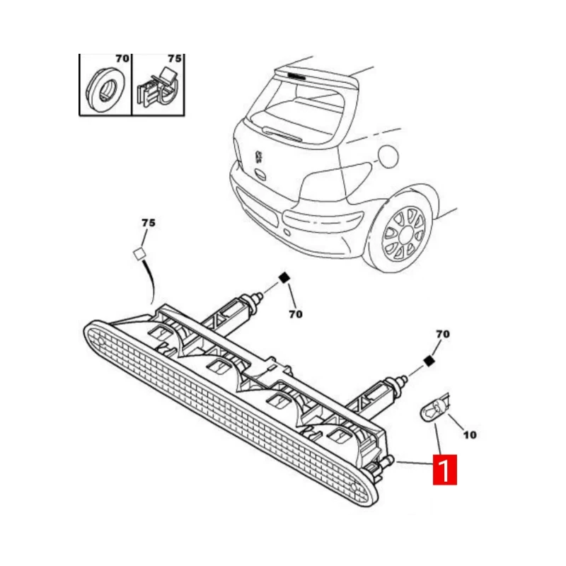 Tercera luz de freno 6350P5 de luces auxiliares para Peugeot 307 - imagen 4