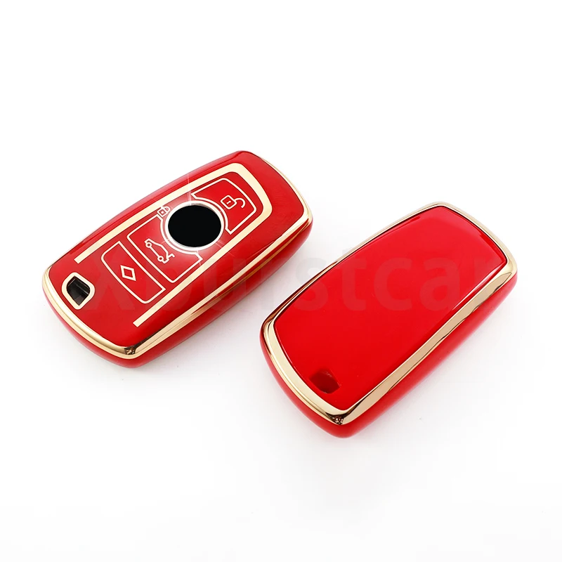 Funda llave coche TPU con soporte y borde dorado BMW Serie 1 3 5 - imagen 4