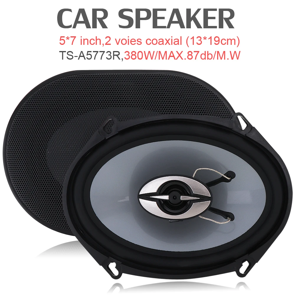 Altavoces coaxiales 5x7 para coche HiFi - 380 W, rango completo