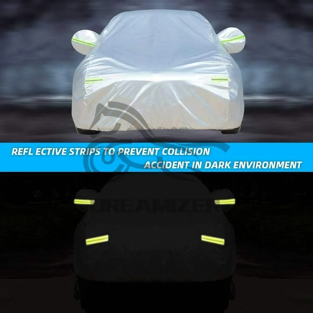 Universal L-XXXL SUV/sedán cubiertas completas para coche al aire libre impermeable sol lluvia nieve protección UV coche cremallera diseño negro funda para coche - imagen 3
