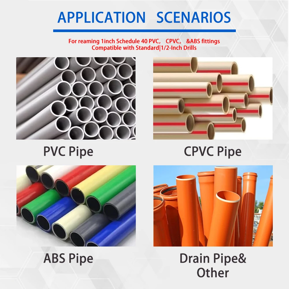 Escariador para tubería de PVC con eje hexagonal de 3/8 pulgadas - imagen 3