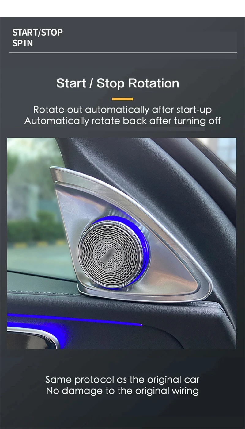 Altavoz tweeter giratorio 4D con LED RGB – Mercedes Clase C W206 - imagen 4