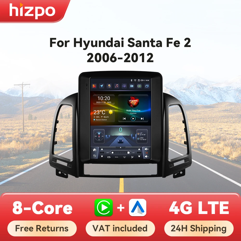Hizpo Radio multimedia Tesla Style 9,7” GPS – Hyundai Santa Fe II