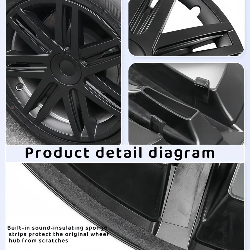 4 Uds. Tapas de rueda de 19 pulgadas para Tesla modelo Y cubierta de rueda rendimiento reemplazo tapacubos de rueda accesorios de cubierta de llanta completa 2018-2024 - imagen 5