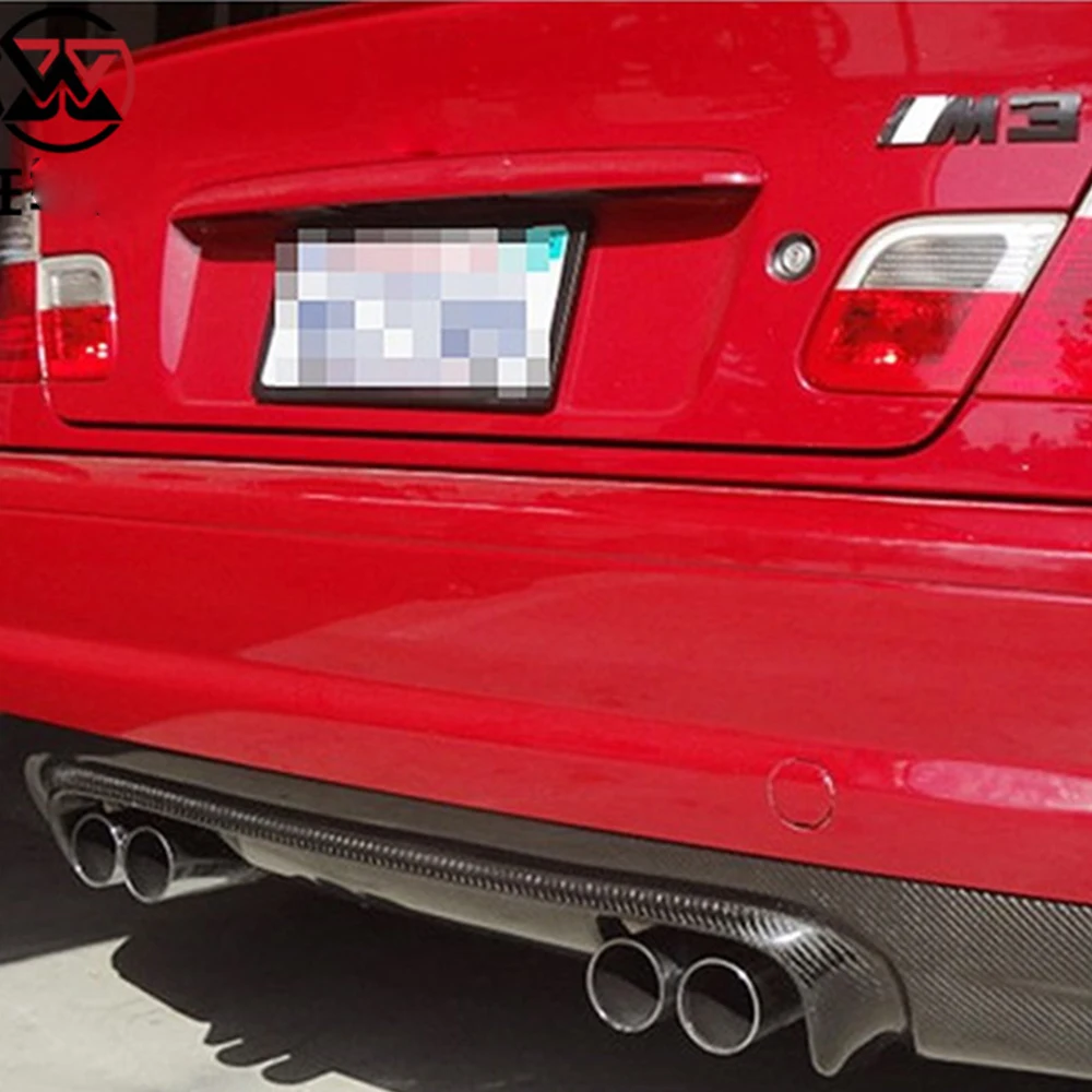 Para BMW M3 E46 Difusor de parachoques trasero Iip Chin Splitter Spoiler Kit de carrocería de fibra de carbono de alta calidad 1999-2006 Negro decorativo trasero - imagen 3