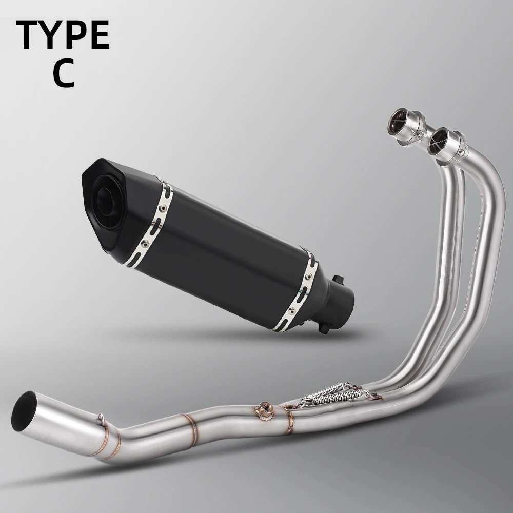 Para Yamaha YZF R3 R25 MT03 2015-2024 Escape de motocicleta Moto sistema completo tubo de enlace frontal con silenciador de cola redonda