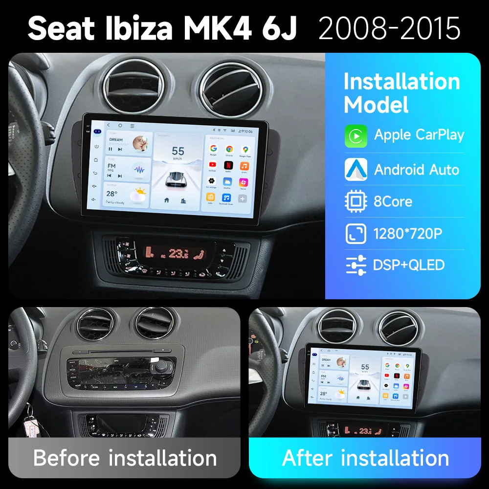 Radio Multimedia 2 DIN JIUYIN con CarPlay y GPS – Seat Ibiza 2009-2013 - imagen 2