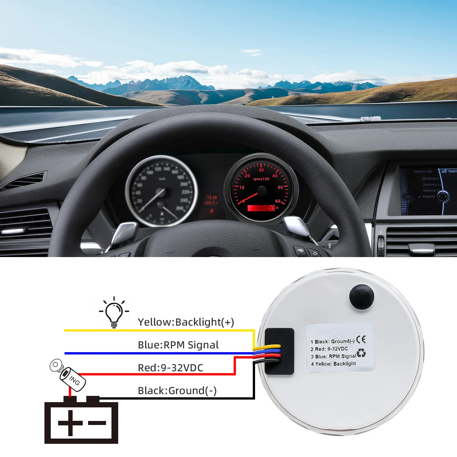 Tacómetro digital de pantalla LCD para motor, sensor y ajuste - imagen 5