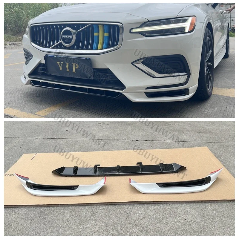 Protector de parachoques delantero para coche Volvo, accesorio de PU sin pintar, para modelos S60, V60, solo para estilo deportivo, 3 piezas, 2020-2025 - imagen 5