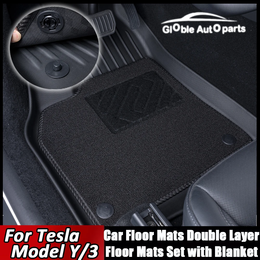 6 uds para Tesla Model Y Highland 3 doble capa TPE Menes manta superficie alfombra impermeable lavable dos capas almohadillas para el suelo del coche
