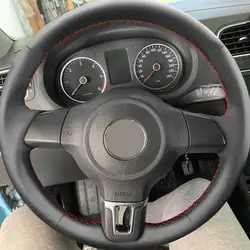 Funda de volante en cuero genuino para VW Golf 6, Jetta y Polo