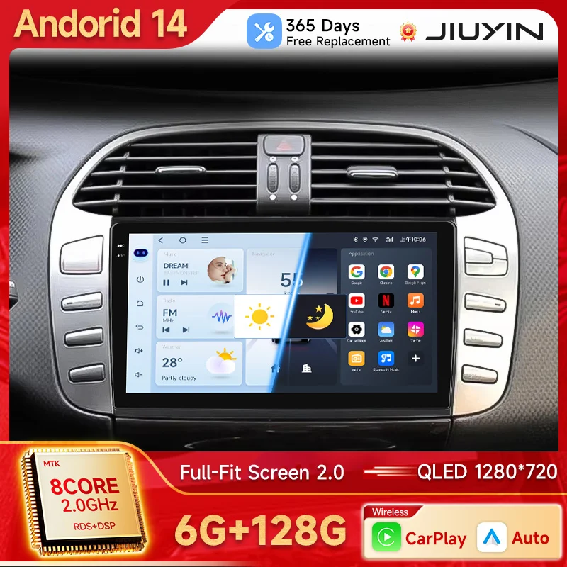 Radio multimedia con CarPlay inalámbrico y Android Auto para Fiat Bravo