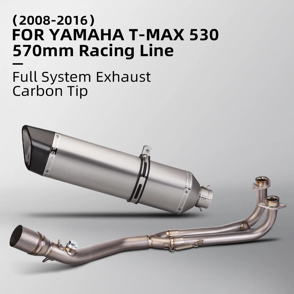 Para Yamaha TMAX TMAX500 TMAX530 2008-2016 Escape de motocicleta modificar sistema completo tubo de cabecera proyecto 570mm silenciador línea de Escape