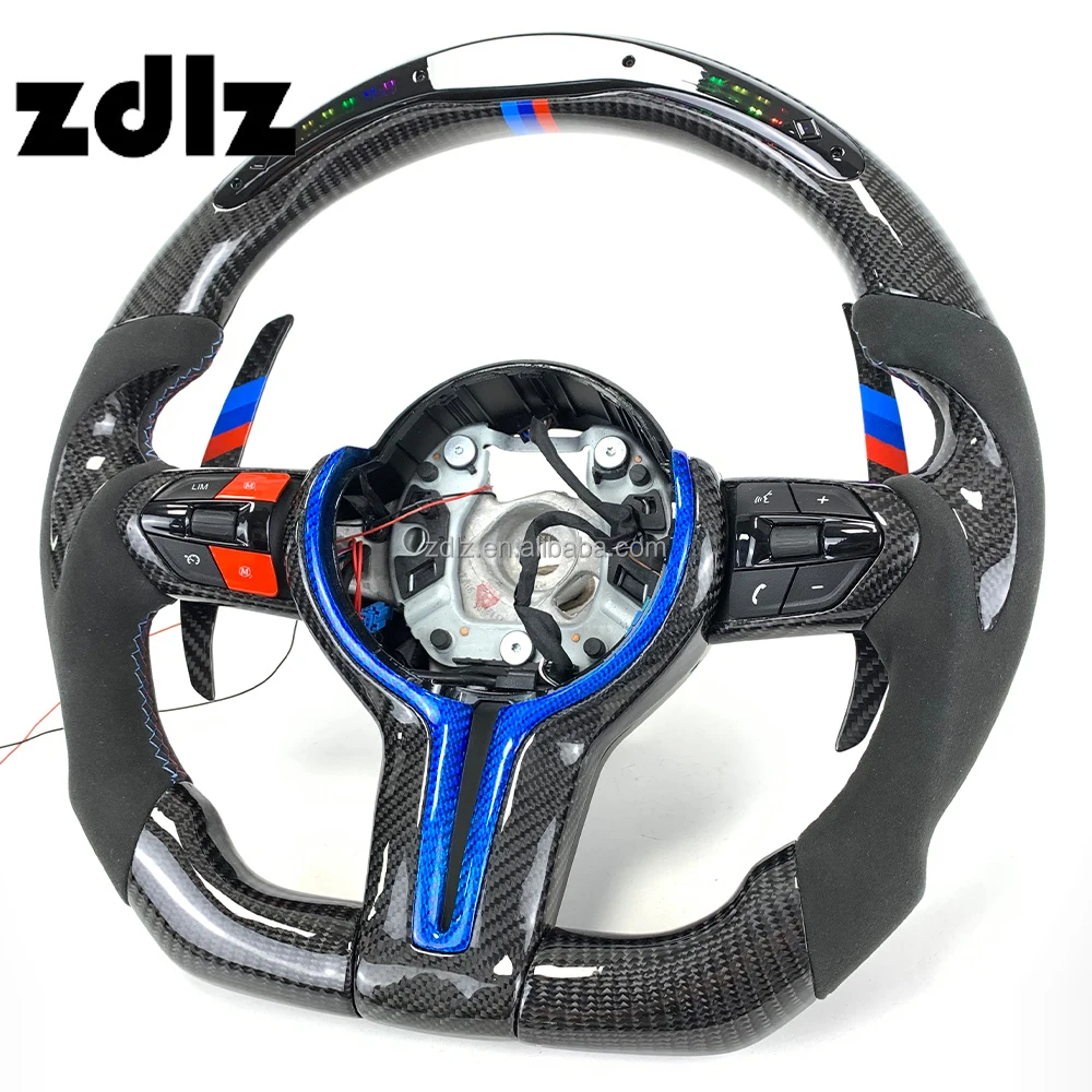 Volante fibra de carbono LED con levas para BMW F30 F10 M3 - imagen 3