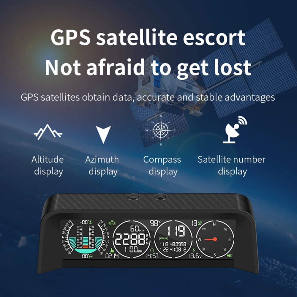 X92 pantalla frontal inteligente para coche HUD inclinómetro inteligente GPS Monitor de presión de neumáticos LCD Didplay velocímetro Digital brújula - imagen 5