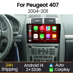 MEKEDE Radio Android Auto Carplay inalámbrico Peugeot 407 2004-2011