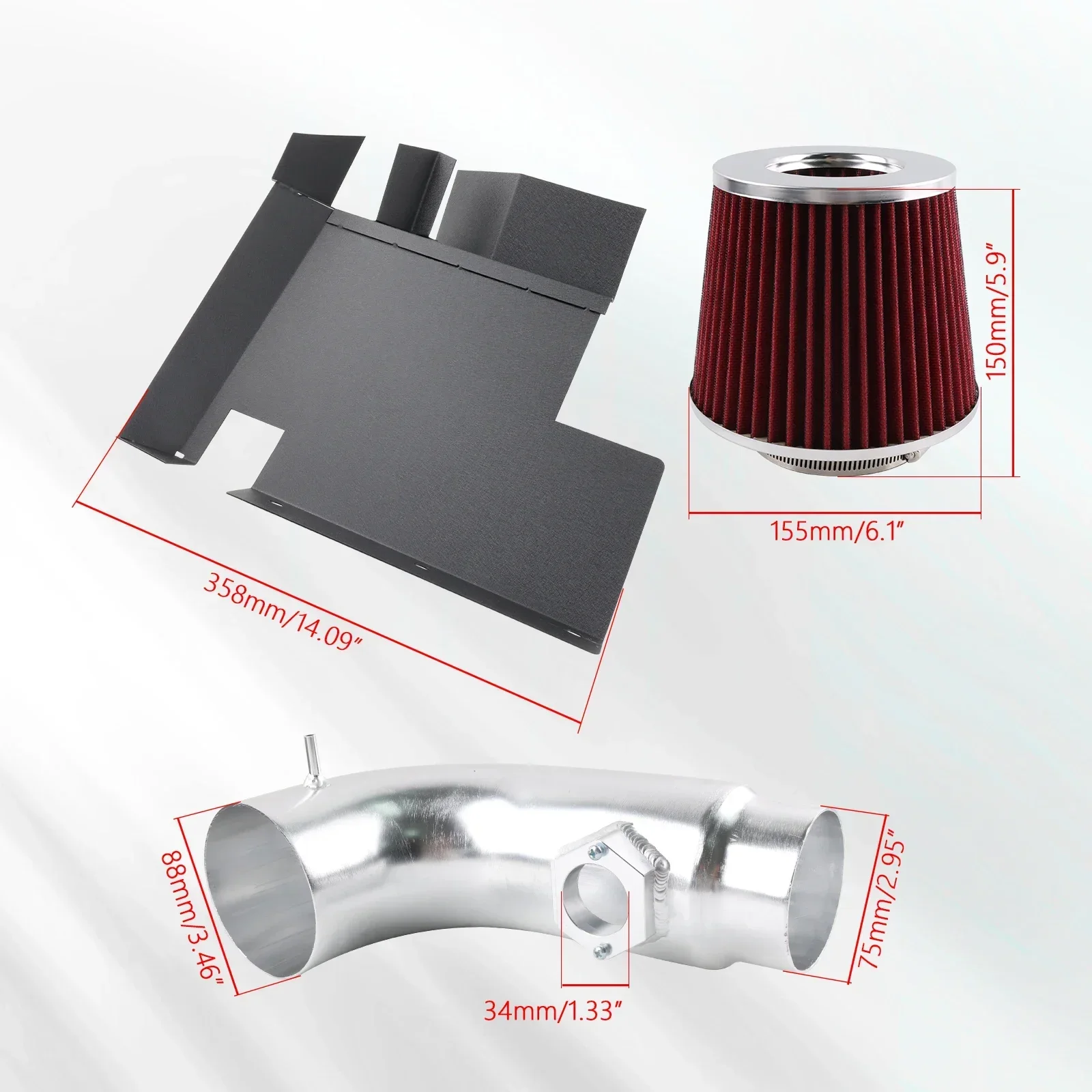 Kit de entrada de aire frío de alto flujo, filtro de protección térmica de aluminio para motor 2006 BMW 330i 3.0L 6cyl para 2007-2011 128i 328i 3.0L 6cyl - imagen 2