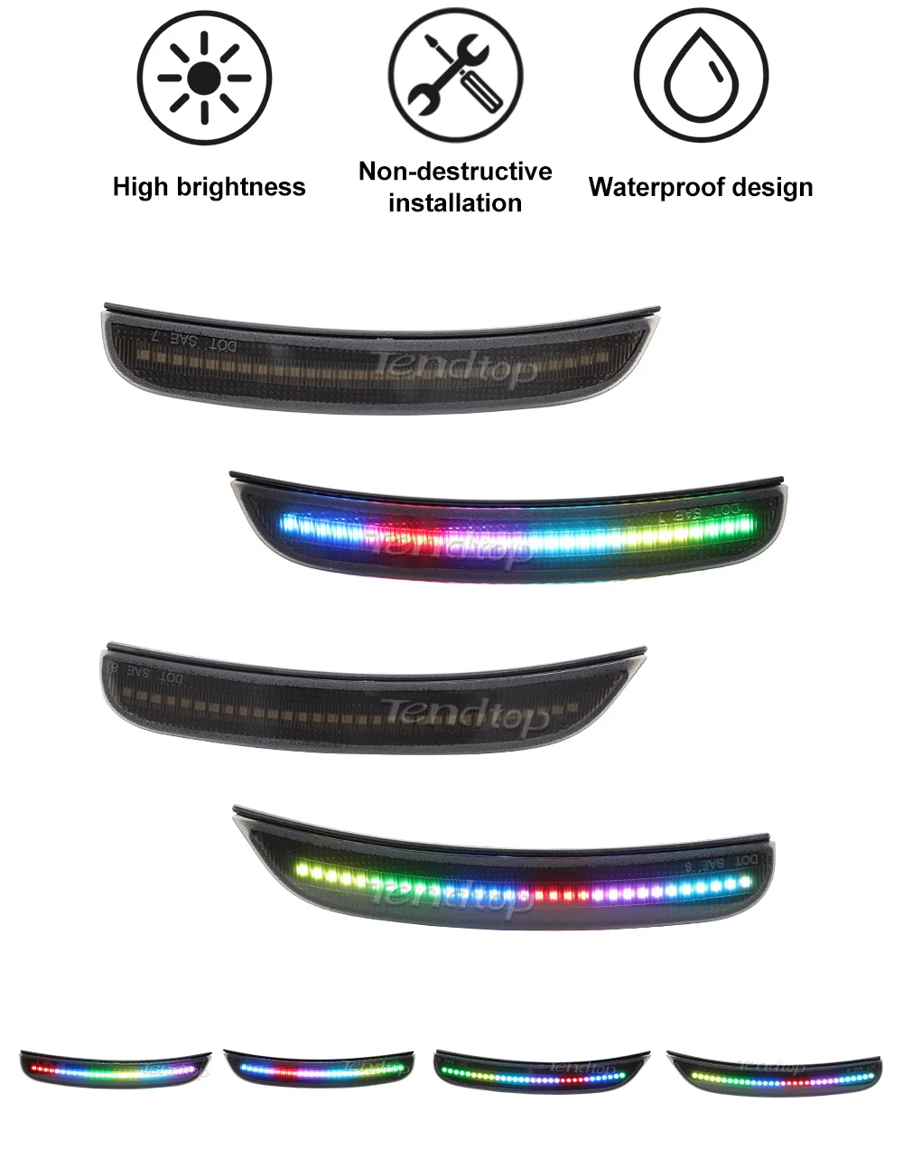 Detalle de las luces LED laterales del conjunto
