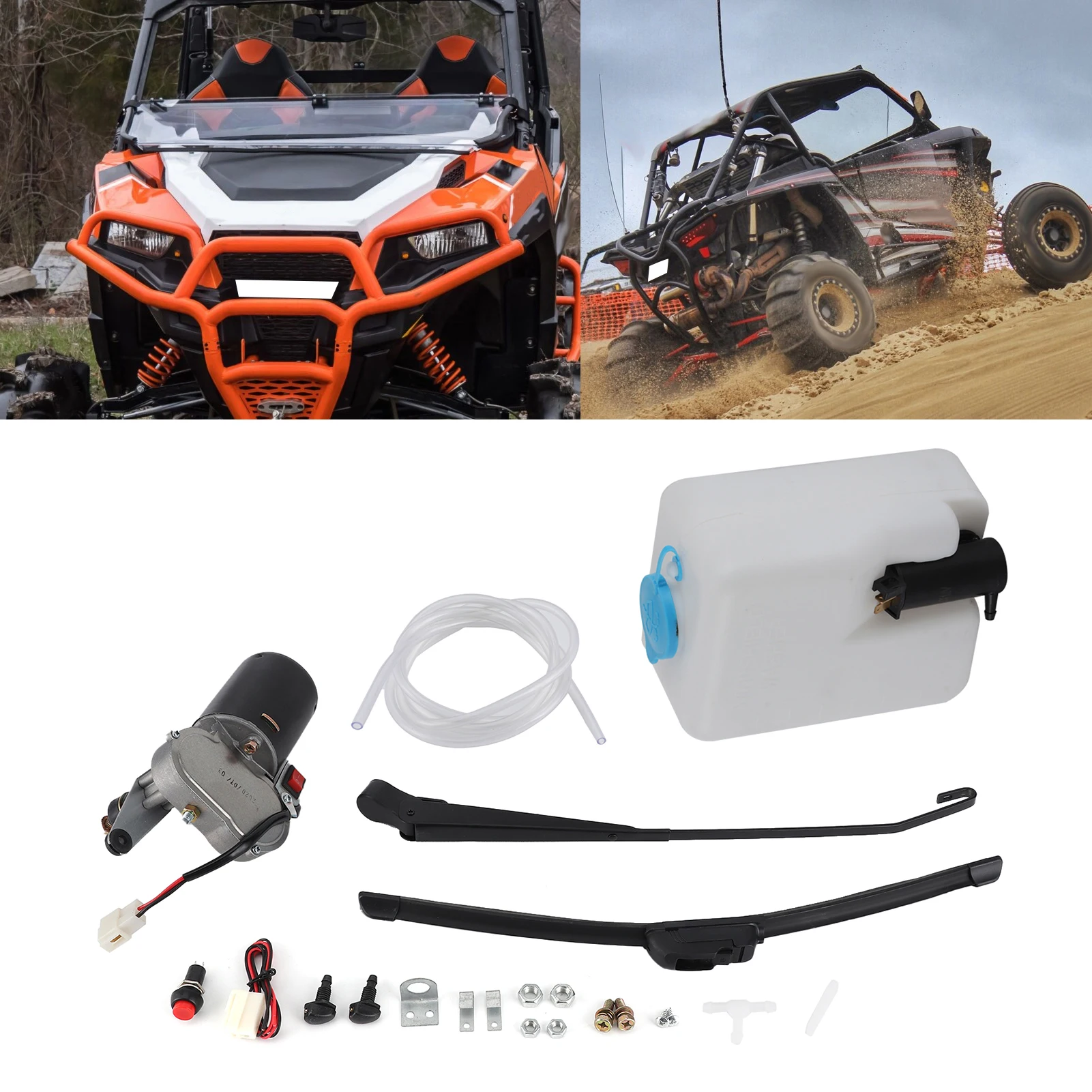 Kit de limpiaparabrisas eléctrico para UTV con motor, brazo y manguera