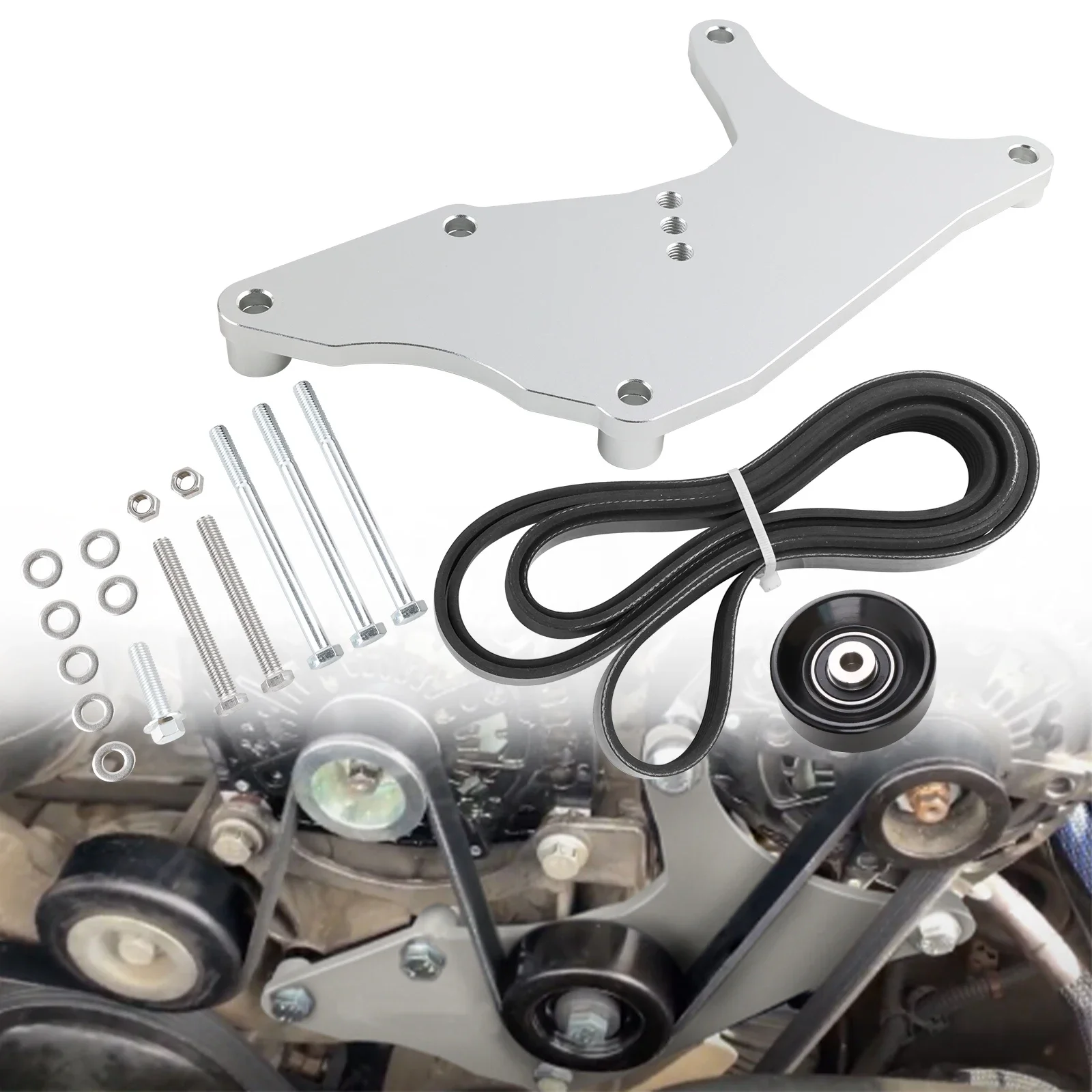 Kit soporte alternador doble plateado – Chevy GM Vortec 4.8 5.3 6.0 6.2