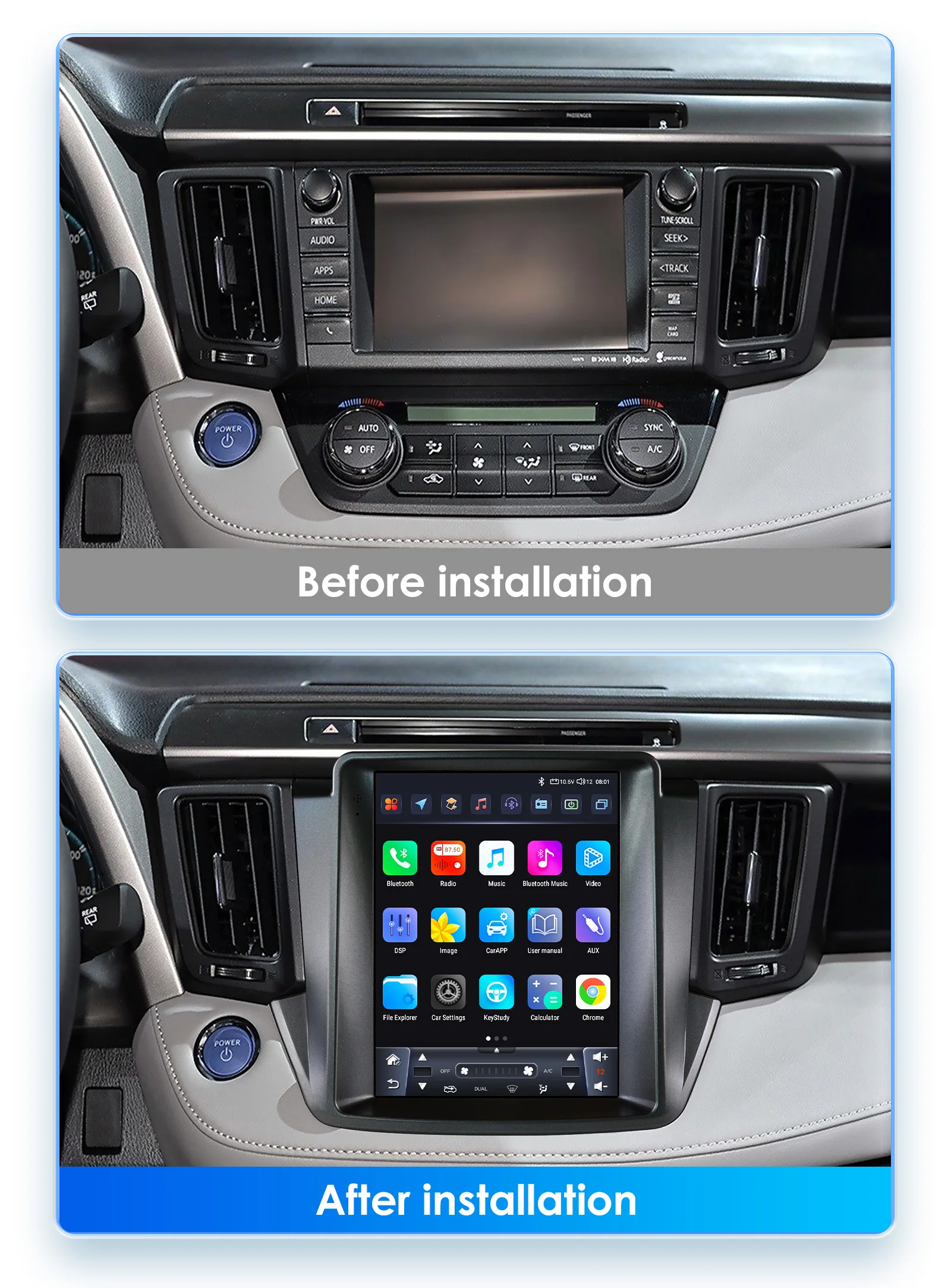 OSSURET Radio multimedia Android 13 2 DIN para Toyota RAV4 2013-2018 - imagen 2